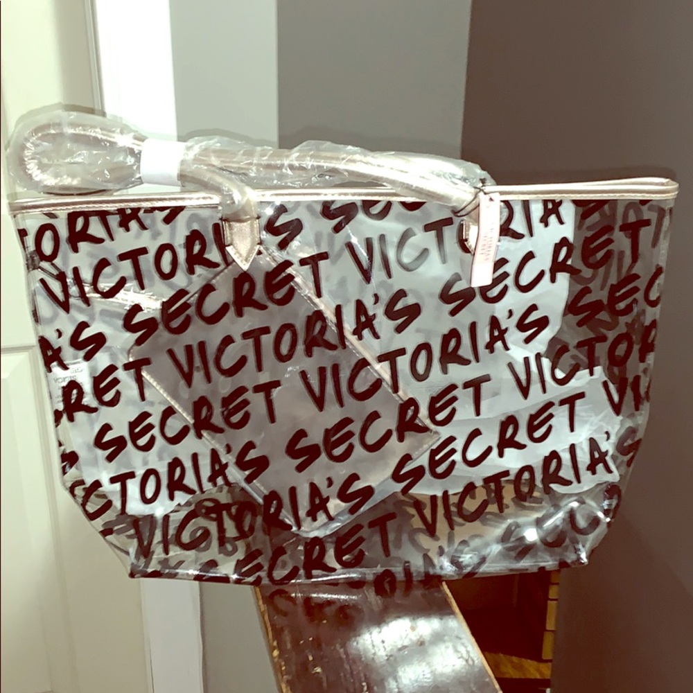 Victoria Secret clear bag with makeup bag